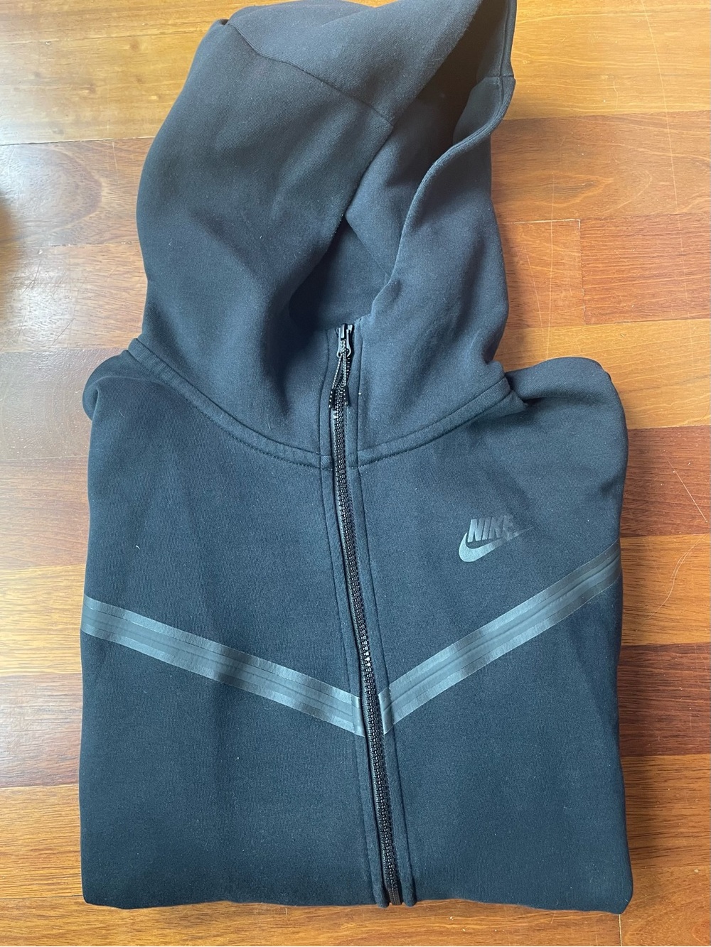 Nike Black Hoodie with Subtle Reflective Chevron